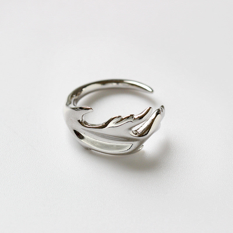 Estilo japonés y coreano anillo Irregular pluma anillo abierto pulsera