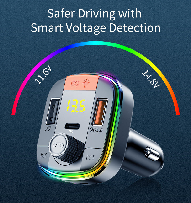 Cargador de coche de carga rápida con reproductor Bluetooth MP3 PD QC3.0