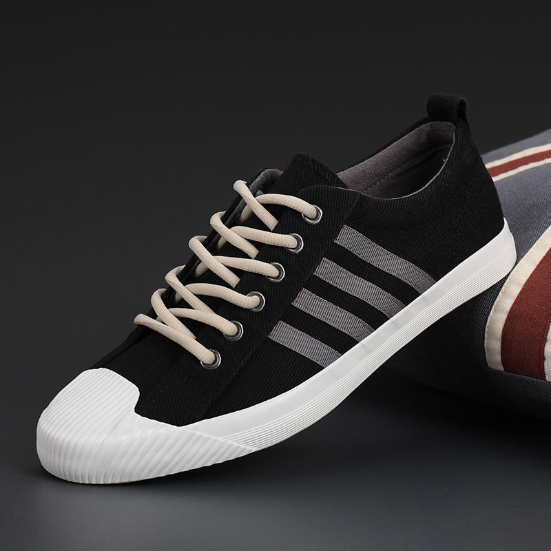 Zapatillas de hombre de primavera vulcanizadas zapatillas de lona antideslizantes suela de goma pisos de calidad elásticos Zapatos de hombre 5 colores 38-44