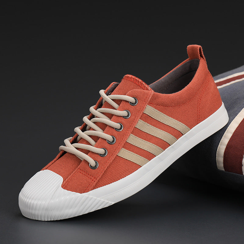 Zapatillas de hombre de primavera vulcanizadas zapatillas de lona antideslizantes suela de goma pisos de calidad elásticos Zapatos de hombre 5 colores 38-44