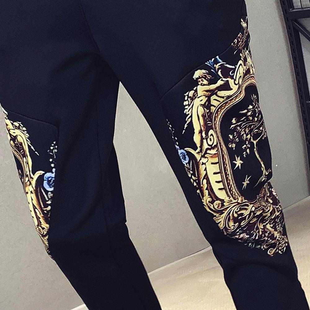 Chaqueta deportiva de 2 piezas de otoño para Hombre traje de chándal de pantalón con estampado de oro 2020 ropa deportiva para Hombre