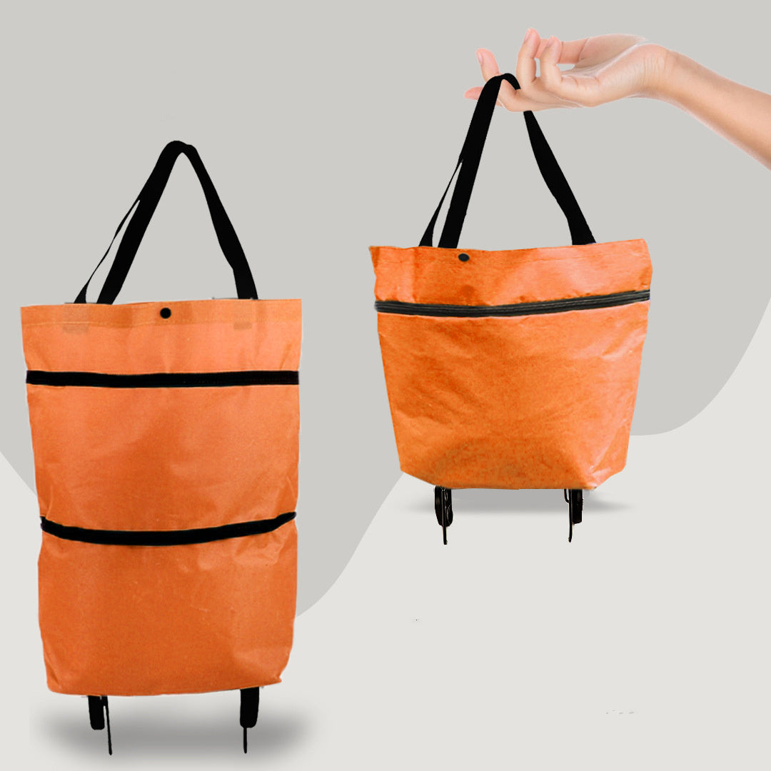 2 en 1 carrito de compras plegable con ruedas tela Oxford Premium multifunción bolsa organizador de alta capacidad