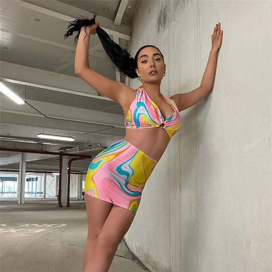 Falda Sexy de corte bajo con escote y encaje sin espalda