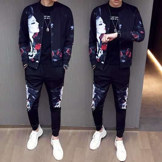 2021 nuevos pantalones de chaqueta chándal de Moda Hombre conjunto de estampado de Moda para Hombre traje deportivo de primavera para hombres conjuntos de 2 piezas más tamaño 5XL