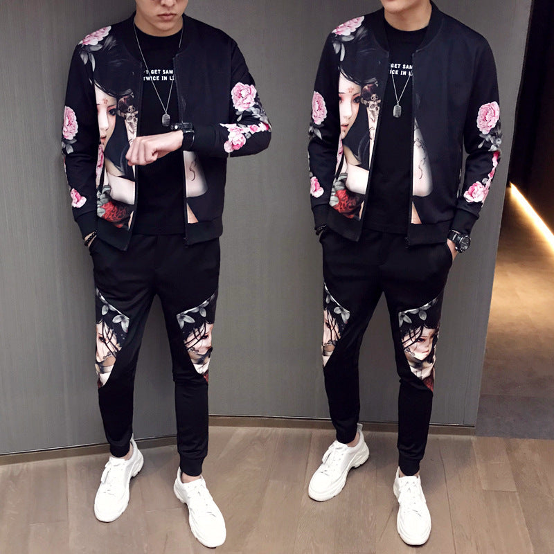 2021 nuevos pantalones de chaqueta chándal de Moda Hombre conjunto de estampado de Moda para Hombre traje deportivo de primavera para hombres conjuntos de 2 piezas más tamaño 5XL