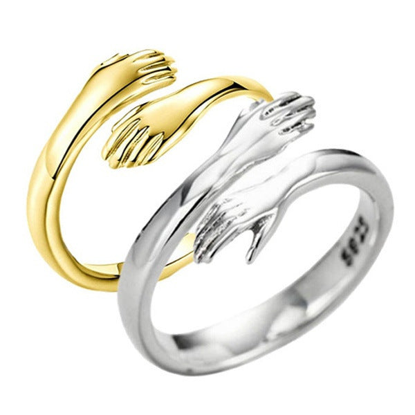 Aleación Simple manos abrazo anillo apertura ajustable joyería