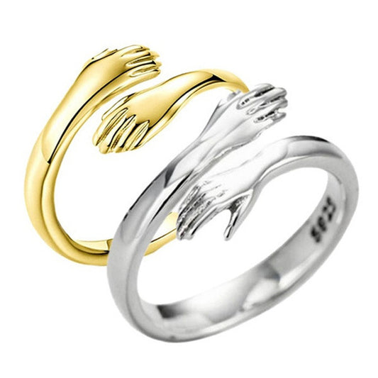 Aleación Simple manos abrazo anillo apertura ajustable joyería