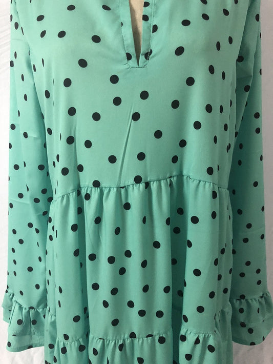 Long Skirt Polka-dot Deep V-neck Dress With Big Swing