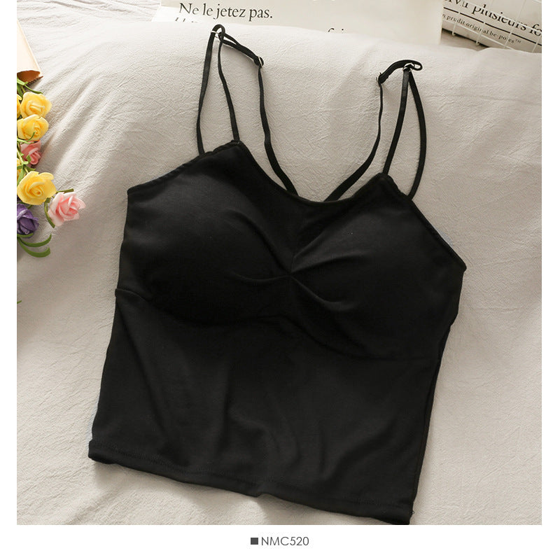 Pure Color Vest Women'S New Slim And Versatile Beautiful Back Outer Wear Camisole