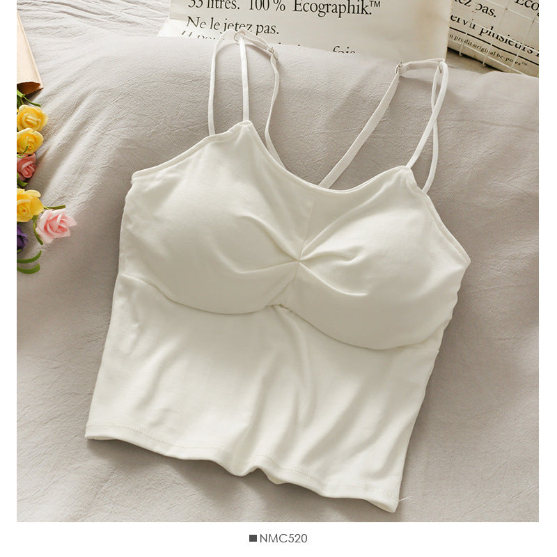 Pure Color Vest Women'S New Slim And Versatile Beautiful Back Outer Wear Camisole