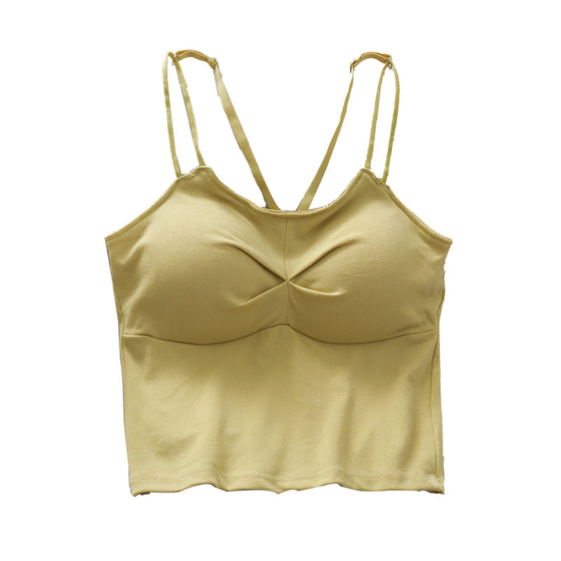 Pure Color Vest Women'S New Slim And Versatile Beautiful Back Outer Wear Camisole