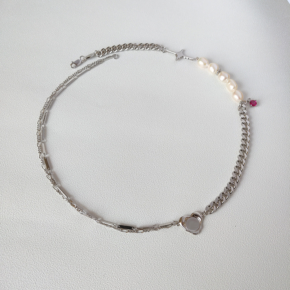 Cadena de clavícula femenina de agua dulce deslumbrante collar
