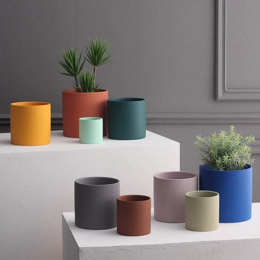 Maceta verde suculenta de estilo Morandi