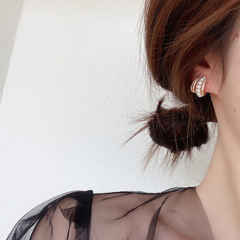 Simple Temperament All-match Small Multi-circle Zircon Earrings