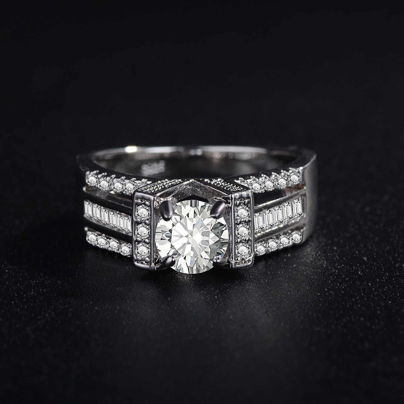 Diamante circonio geométrico vintage joyería anillo Mujer