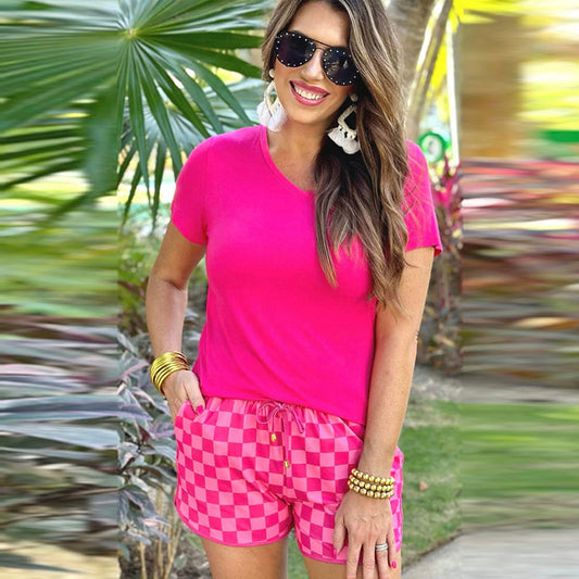 Women's Drawstring Casual Pants European And American Fashion All-match Plaid
