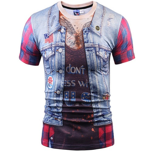 Fake Vest men short sleeve hip hop Fashion Man Slim Fit t-shirt Halloween cosplay