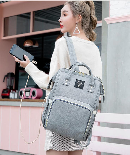 LEQUEEN bolsa de pañales de gran capacidad momia de lactancia mochilas de viaje cochecito de bebé cuidado del bebé maternidad bolso impermeable USB