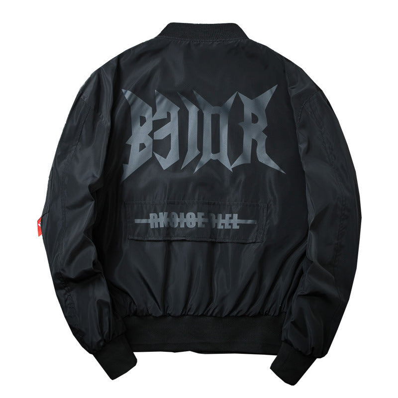 Double-sided wearing hip hop red man pilot jacket male Harajuku style trend baseball uniform