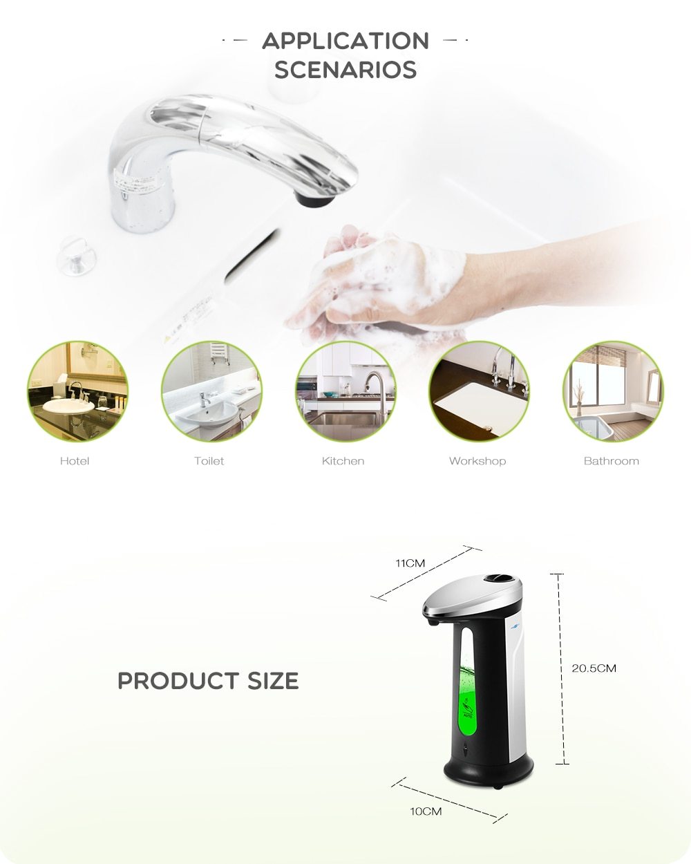 Dispensador automático de jabón líquido de 400Ml, Sensor inteligente, ABS, desinfectante electrochapado, Dispensador para cocina, baño