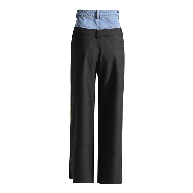 Satin Stitching Denim Retro Trendy Straight-leg Pants