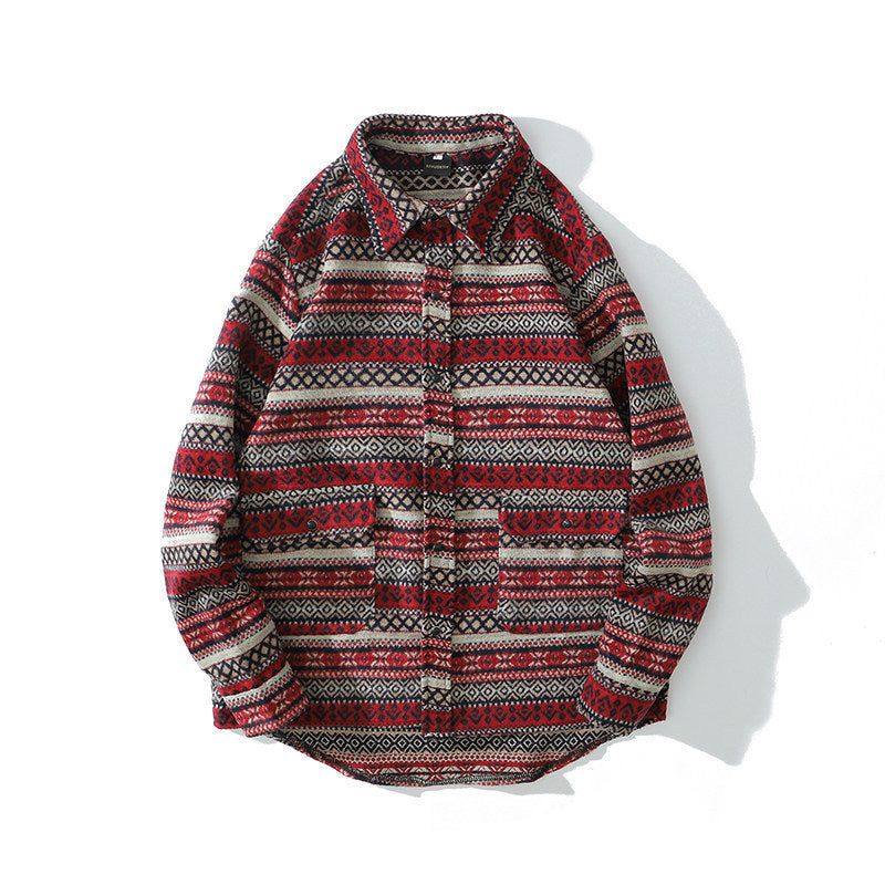 New Style Of Autumn And Winter Adds Thick Woolen Plaid Shirt Man