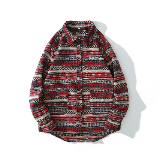 New Style Of Autumn And Winter Adds Thick Woolen Plaid Shirt Man