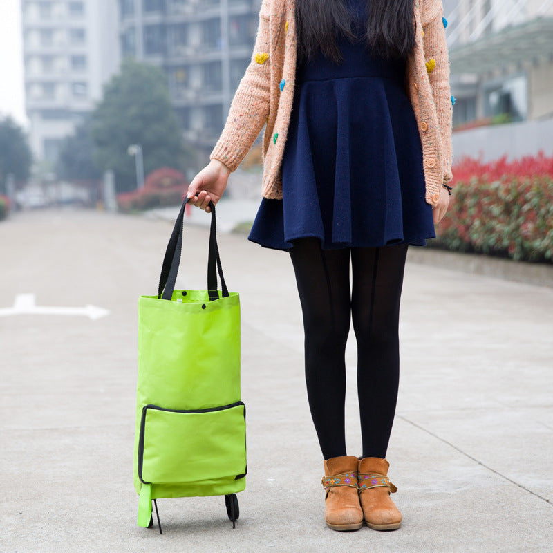 2 en 1 carrito de compras plegable con ruedas tela Oxford Premium multifunción bolsa organizador de alta capacidad