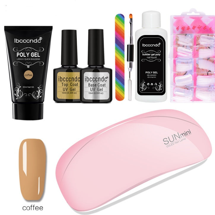 Extensión rápida e indolora del pegamento de cristal + caja de 100 piezas con cristal de uñas escalado