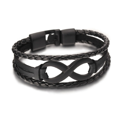 Pulsera de cuero de la figura de la suerte 8