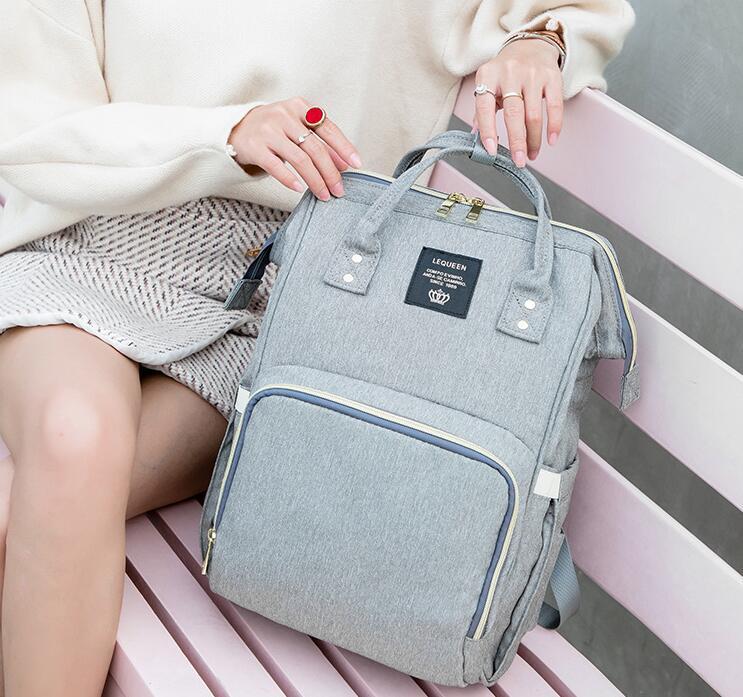 LEQUEEN bolsa de pañales de gran capacidad momia de lactancia mochilas de viaje cochecito de bebé cuidado del bebé maternidad bolso impermeable USB