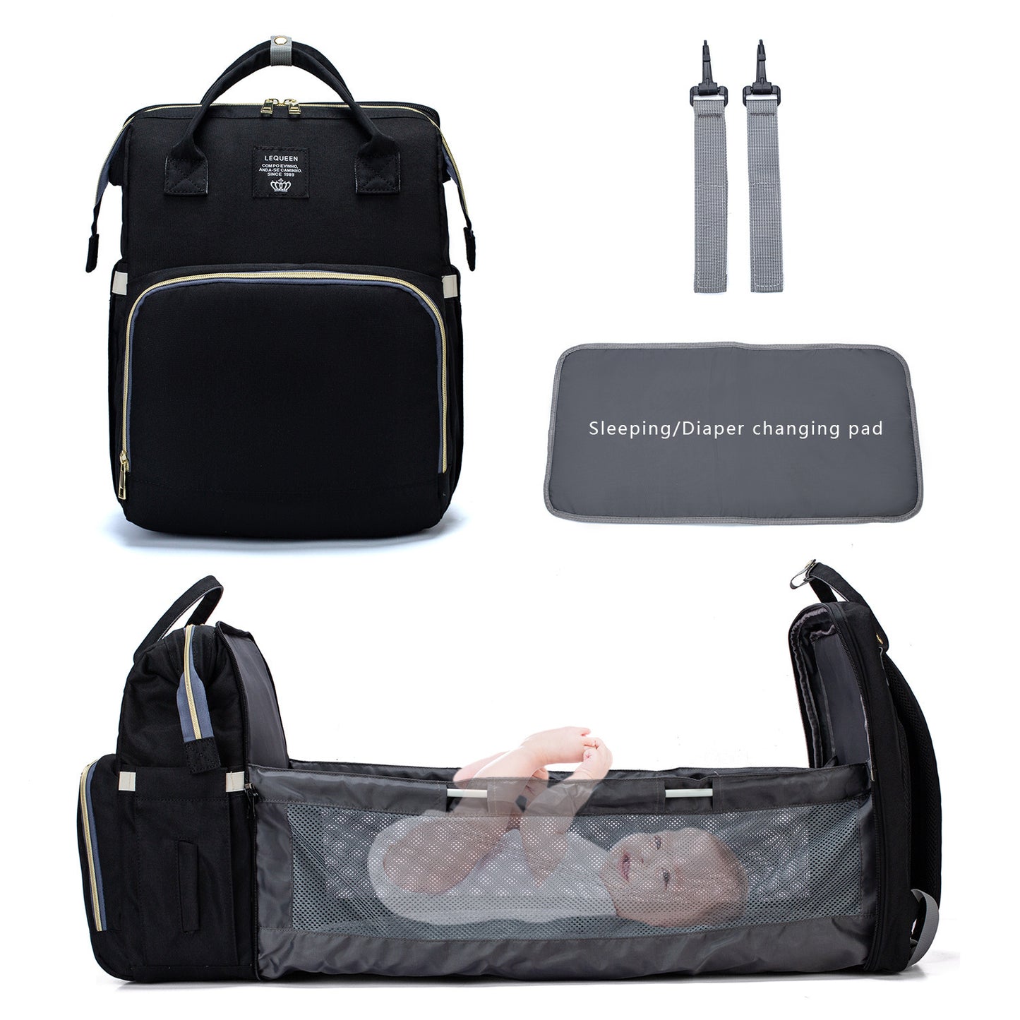 LEQUEEN bolsa de pañales de gran capacidad momia de lactancia mochilas de viaje cochecito de bebé cuidado del bebé maternidad bolso impermeable USB