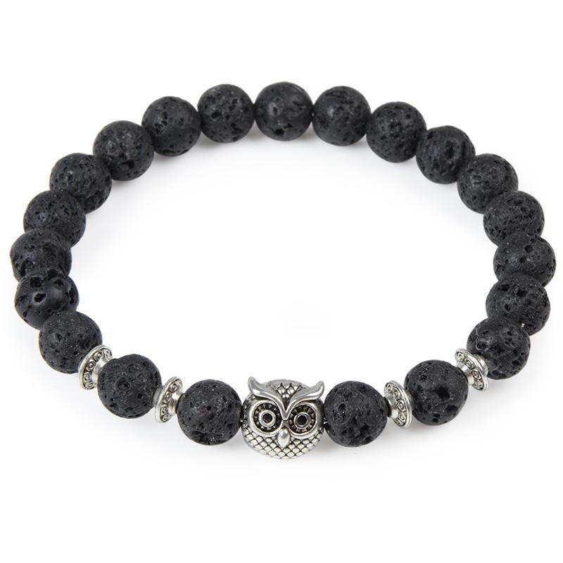 Pulsera de Yoga con cabeza de búho de piedra Natural