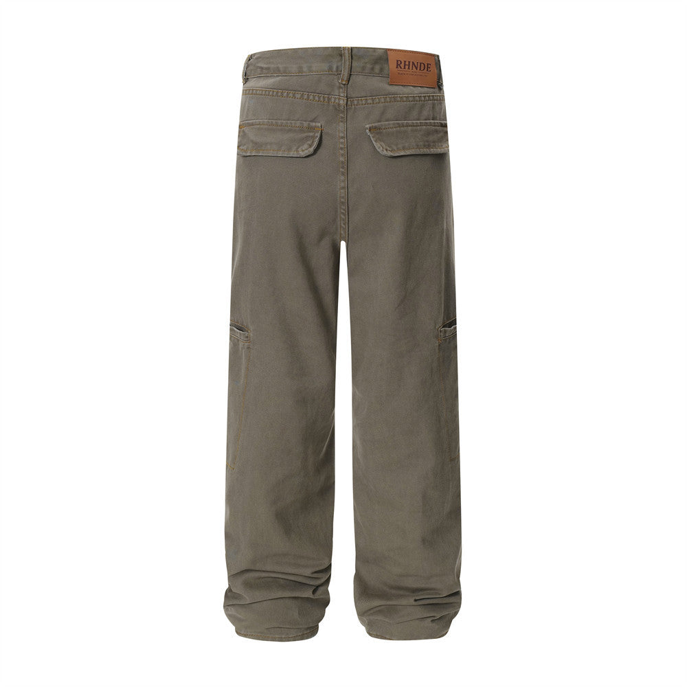 Men's Loose Cargo Washed Casual Jeans