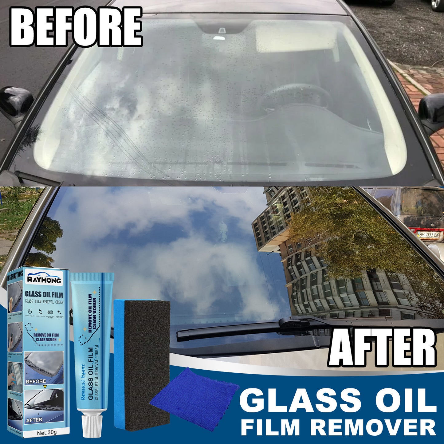 Car Windshield Glass Decontamination Rainproof Oil Film Remover