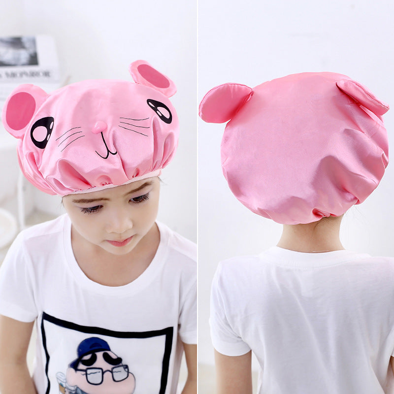 Cartoon Shower Double-layer Creative Waterproof Satin Cute Shampoo Children Shower