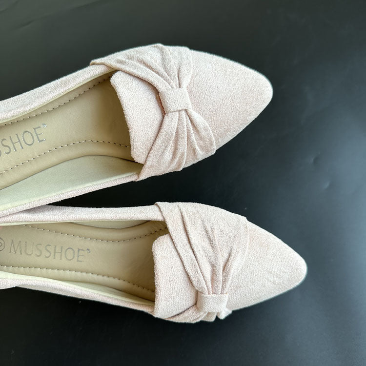 Solid Color Soft Velvet Bow Women's Casual Shoes