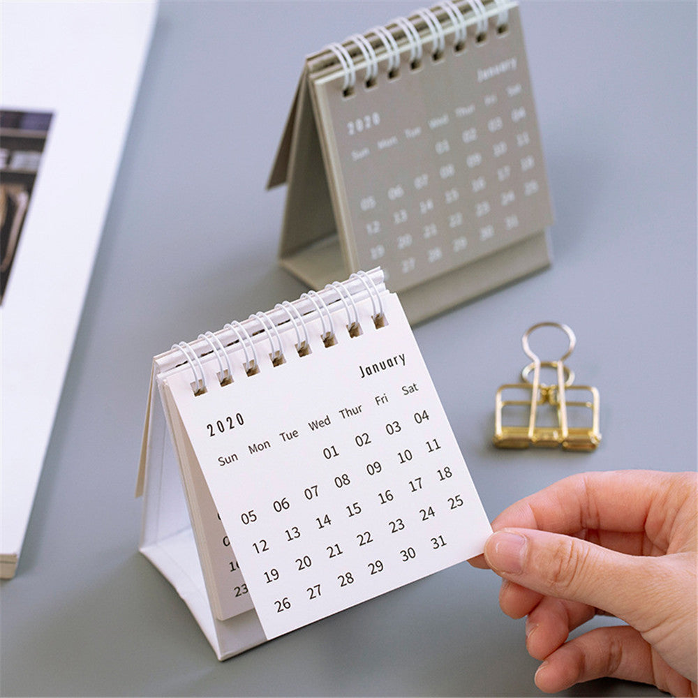 simple solid color small desk calendar