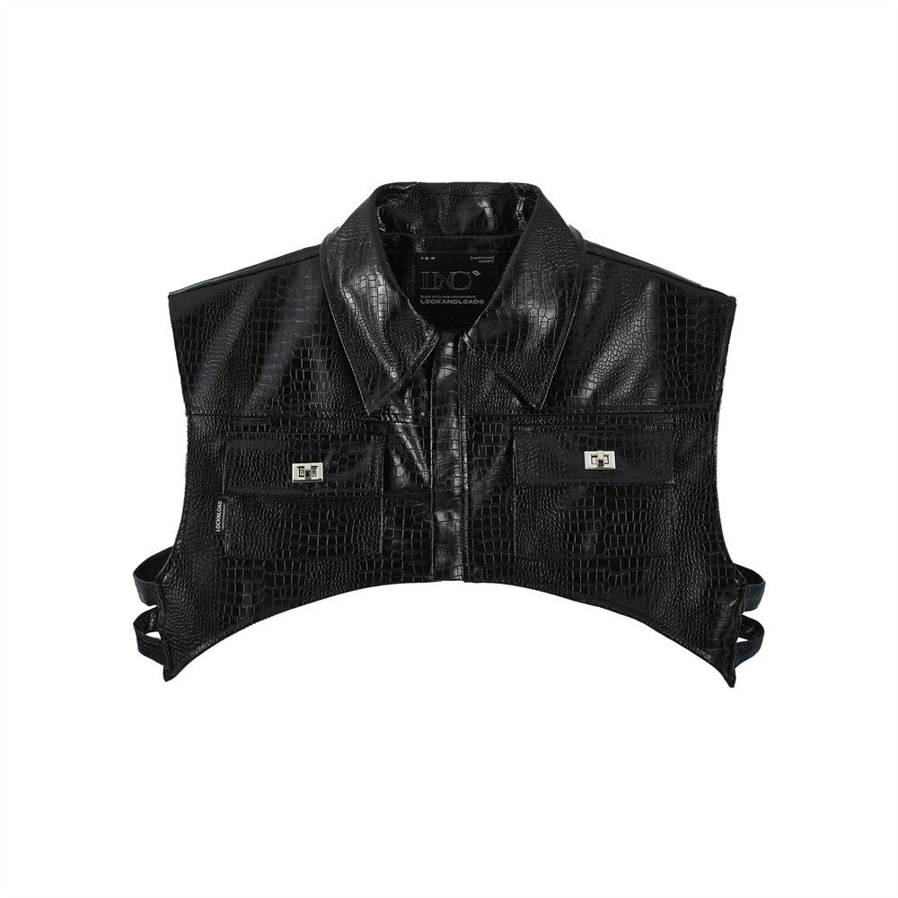 PU Leather Half Body Vest Man