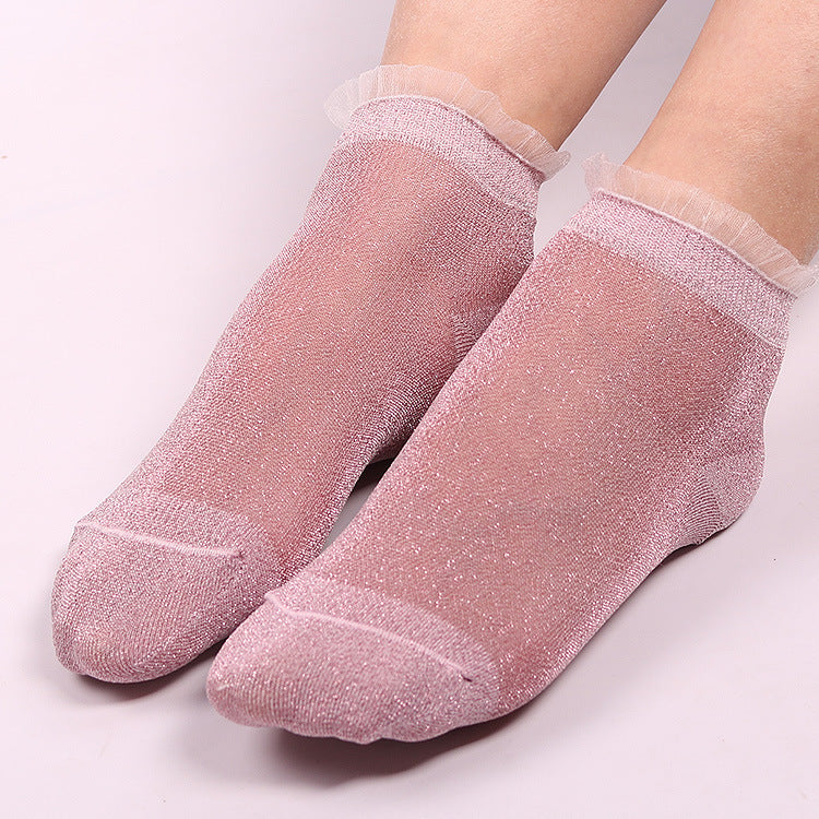 Ladies glitter lace socks