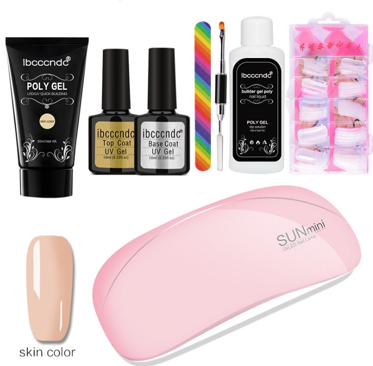 Extensión rápida e indolora del pegamento de cristal + caja de 100 piezas con cristal de uñas escalado