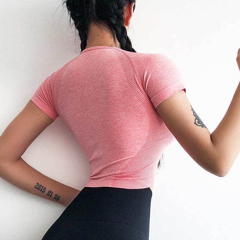 Blusa corta jacquard sin costuras