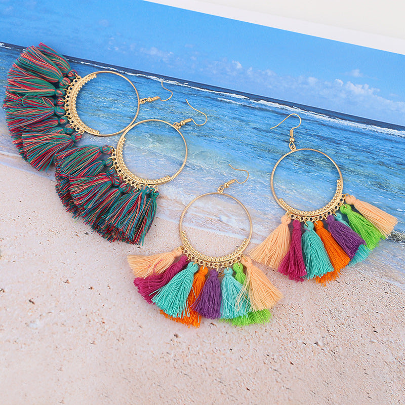 Pendientes largos redondos grandes