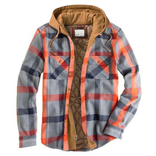 Leisure Hooded Jacket Off Two Lattice Coat