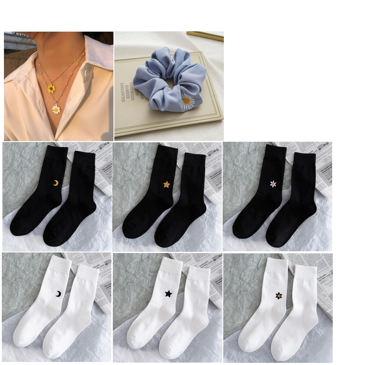 Stars And Moon Pure Color High-top Stockings Jk Socks Tide Socks