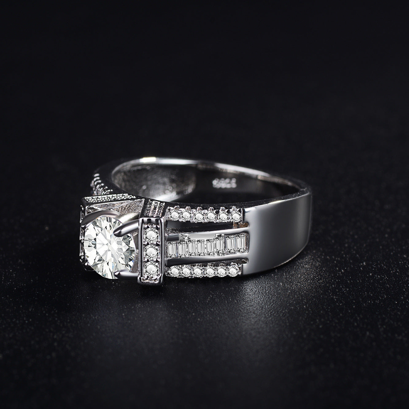 Diamante circonio geométrico vintage joyería anillo Mujer