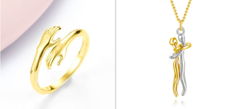 Aleación Simple manos abrazo anillo apertura ajustable joyería