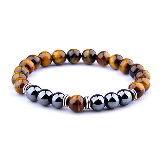 Estilo explosión amarillo Ojo de Tigre pulsera moda Simple obsidiana aleación separador pulsera elástica