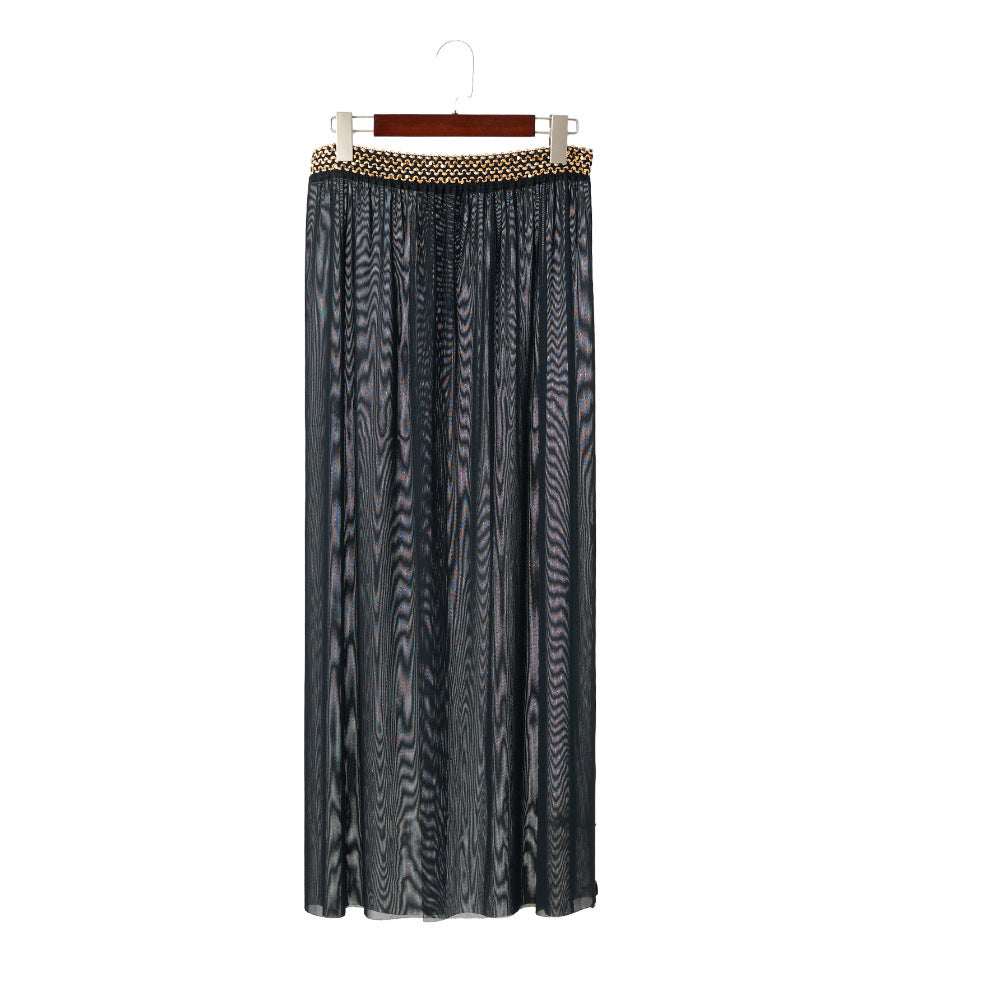 Plus Size Women's Breathable Mesh Split Beach Skirt