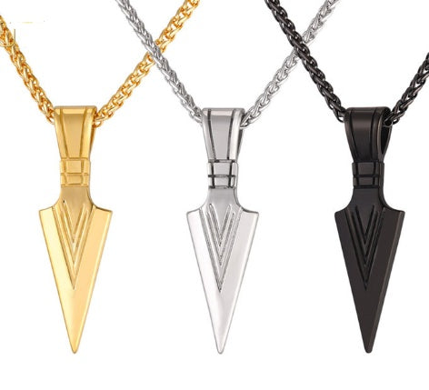 Europa América joyería hombres Acero inoxidable collar de lanza con cadena
